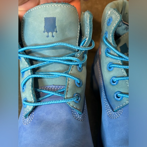 Timberland X SpongeBob SquarePants Nubuck Blue Leather Boots Boys 3 W 4.5 - Picture 8 of 13
